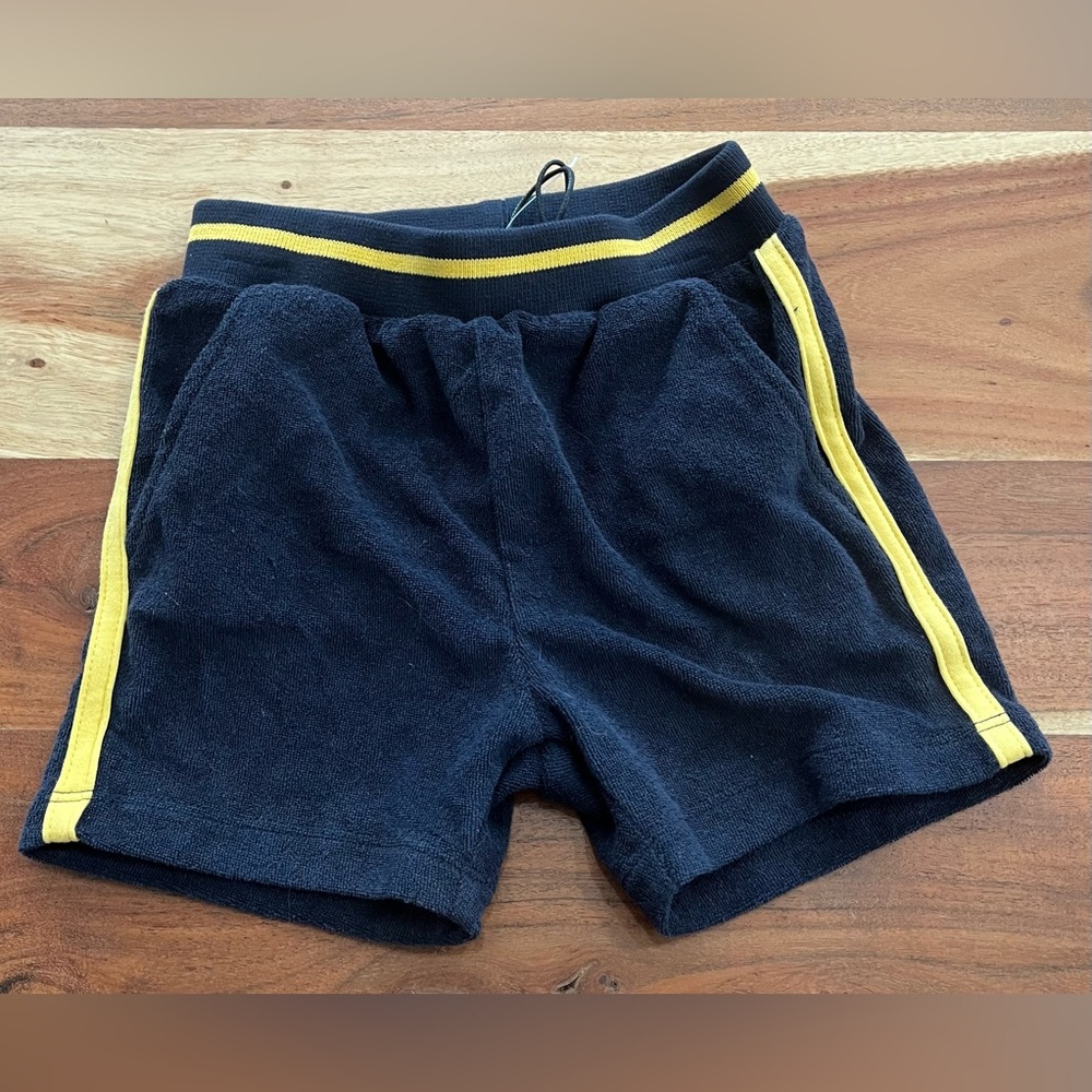 NWT Miles the Label French Terry Shorts in Navy Blue w Yellow Stripe - Sz 24 M